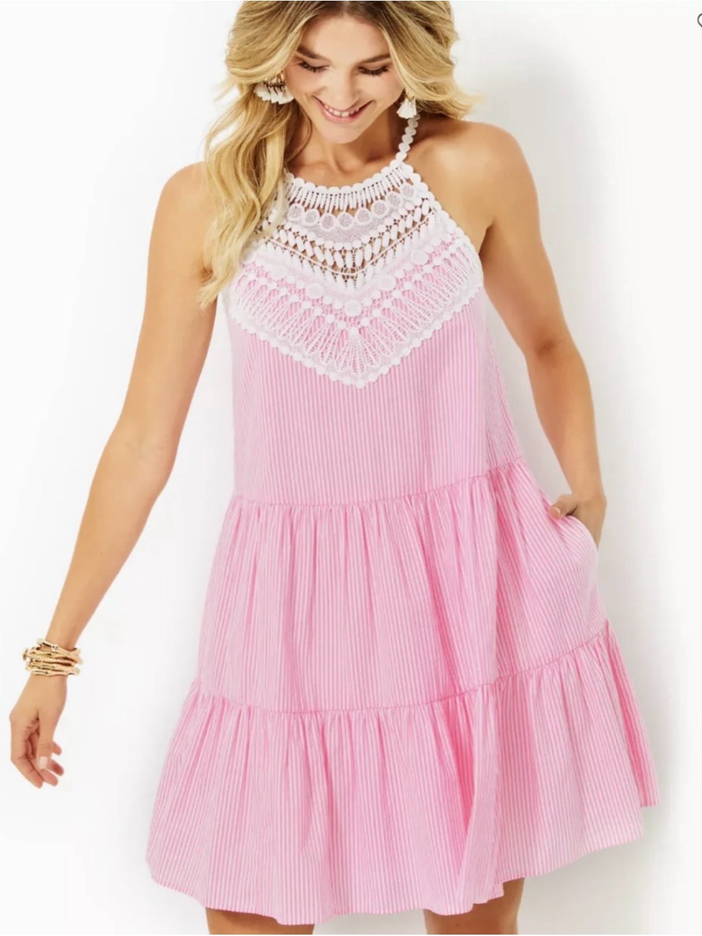 Lilly Pulitzer Britt Seersucker Halter Dress NWT - Picture 3 of 3